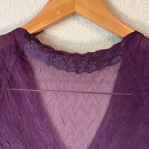 Komarov XL fairy HOCO whimsigoth y2k purple sheer chiffon dress beaded ruffle - Picture 6 of 6